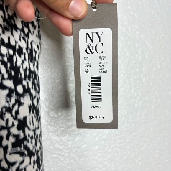 NWT Eva Mendes Womens Ankle Trouser Pants Elastic Waist Small Black White - Picture 6 of 6